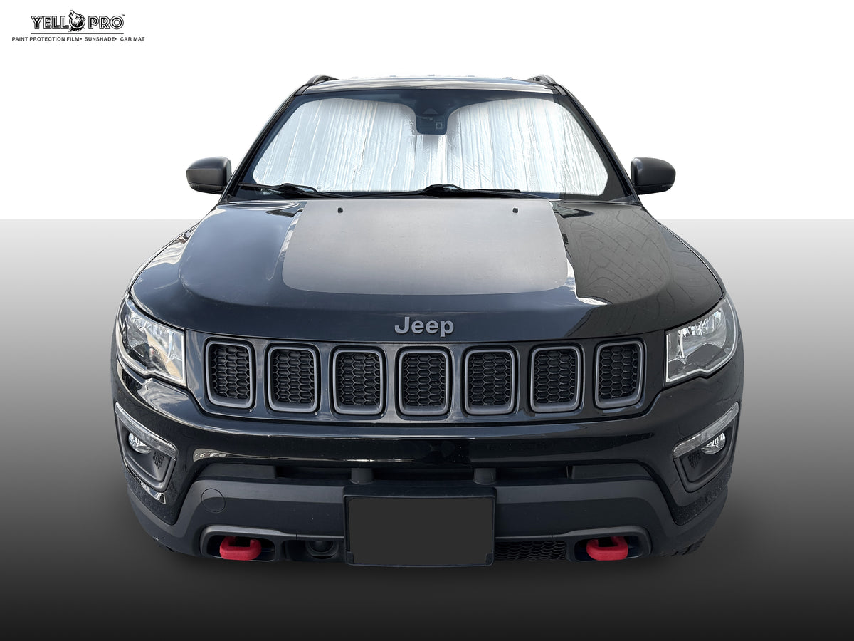 IPick Image made for Jeep Compass 2017 to 2022 Custom Fit Silver outlets Reflective Bubble Roll-up Auto Windshield Sun Shade, Official Licensed