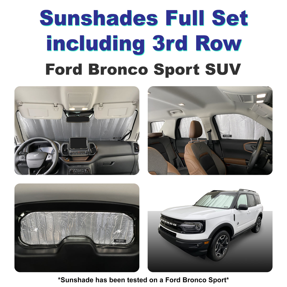 Sunshades Full Set with 3rd Row for 2021 2024 Ford Bronco Sport